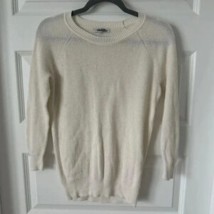 Madewell Women shirt Ex-Boyfriend Waffle Knit Thermal Top Cream Size S